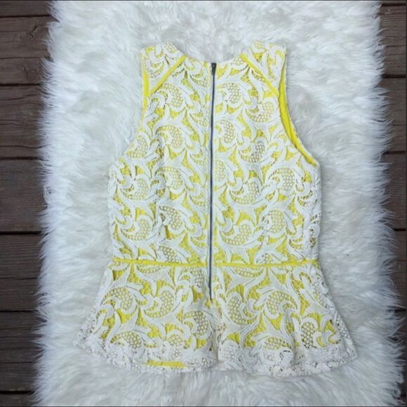 EUC Anthropologie Greylin Yellow peplum lace top - Picture 5 of 5